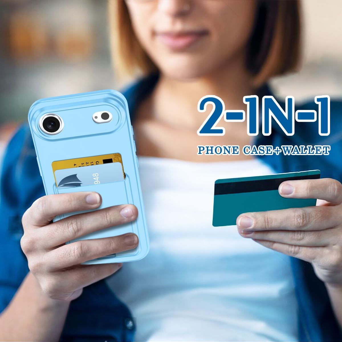 Petocase for iPhone Air Wallet Case Card Holder Slot Ultra Slim Fit Flexible TPU Gel Rubber Soft Skin Silicone Protective Phone Case Cover for Apple iPhone 17 Air 6.5 inch Light Blue - Image 7