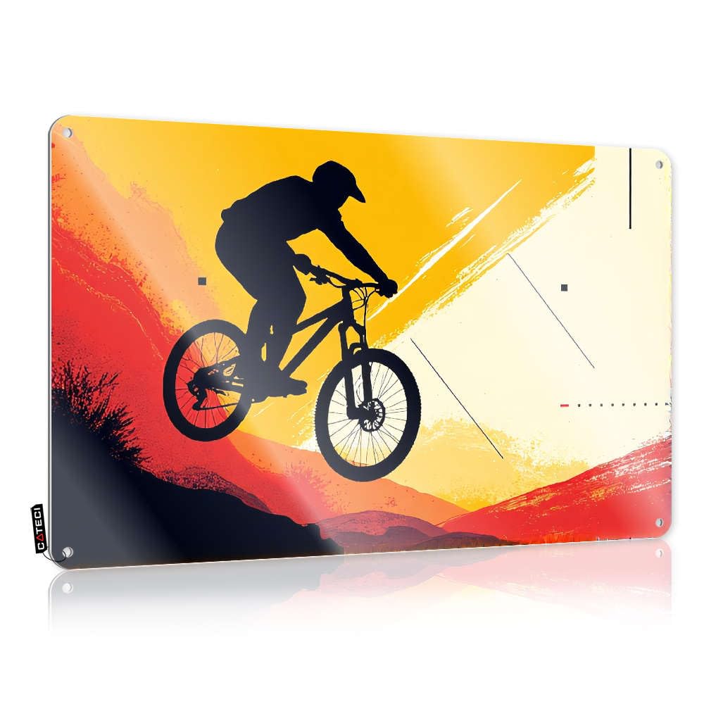 Sujd Colour Farmhouse Signs Wall Ready To Hang - Rider On Mountain Bike Performing A Jump. Gift For Hunter For Country Bar(20X30cm)