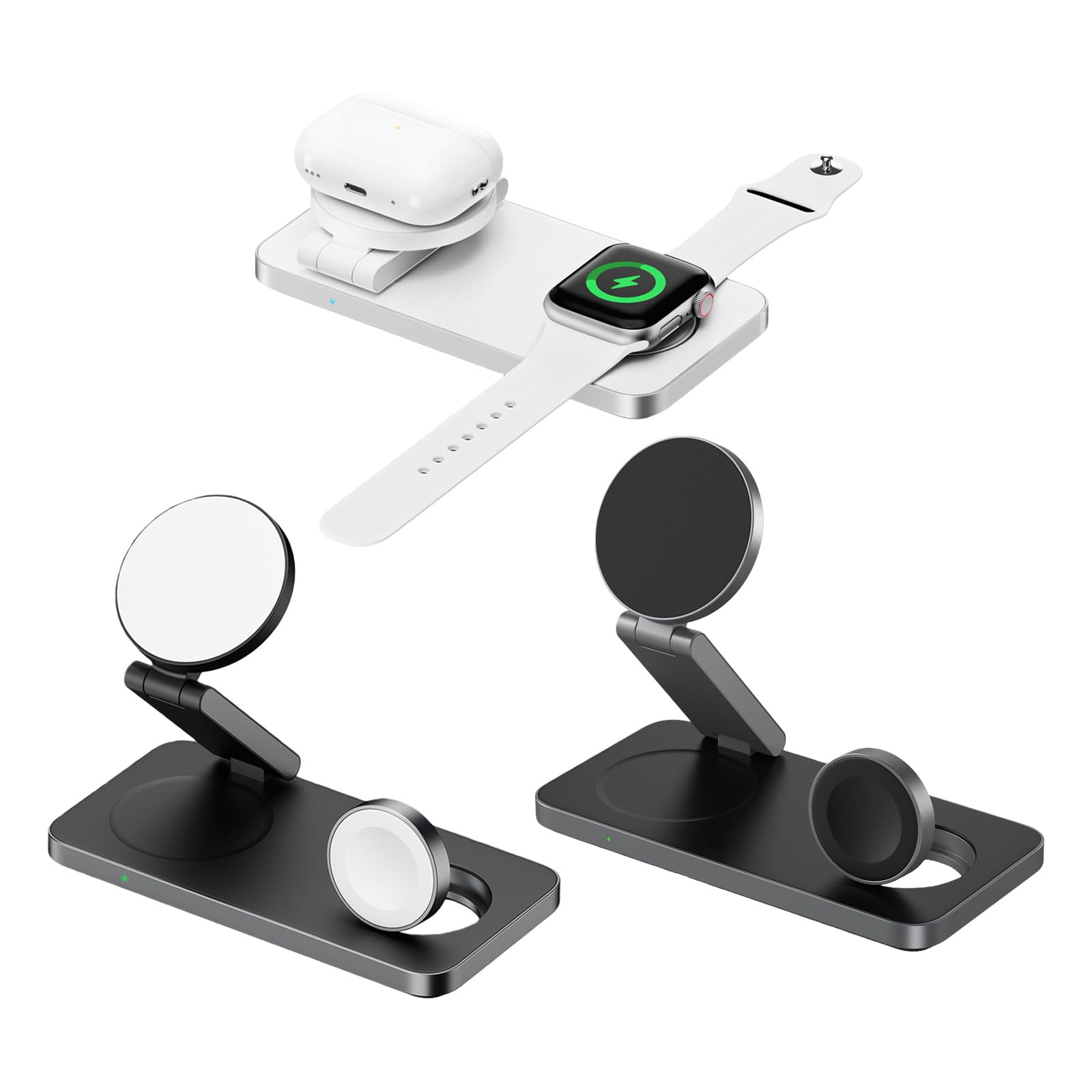 Caricabatterie per telefoni cellulari, stazione di ricarica 3 in 1 per più dispositivi, supporto di ricarica magnetico da 15 W, supporto di ricarica wireless