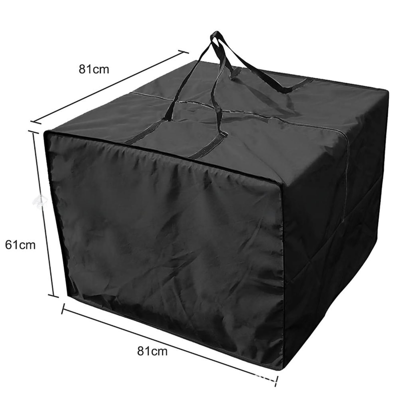 Bolsa Cuadrada de Almacenamiento para Cojines de Jardín 81 x 81 x 61cm 210D Resistente al Agua Bolsa de Transporte Cuadrada para Muebles de Patio, árbol de Navidad, Mantas (negro)