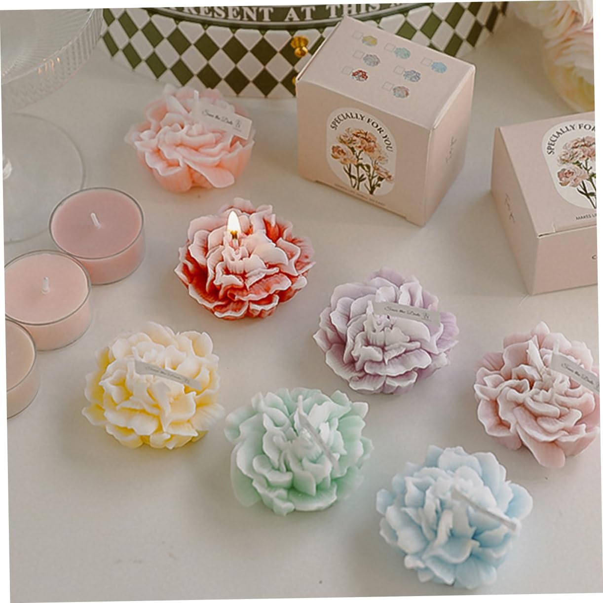 Amosfun 20stücke Duftkerzen Blumenform Aromatische Kerzen Für Muttertag Party-dekoration Entspannende Paraffin Und Sojawachs Für An Und