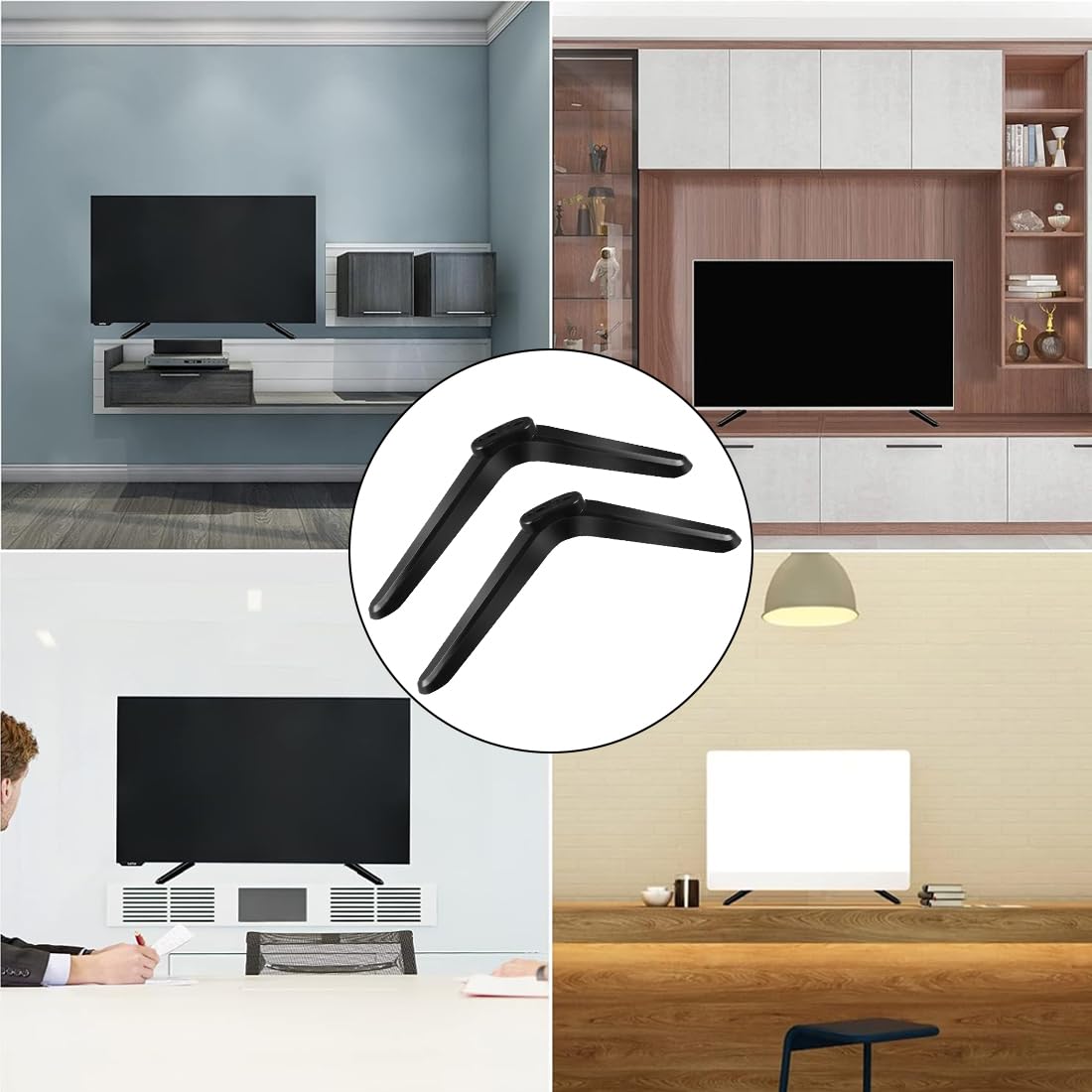 Pieds De Support TV Universels FunWorth - Compatible Téléviseurs 27-55 Pouces - Installation Facile Sans Perçage - Support 45 Kg