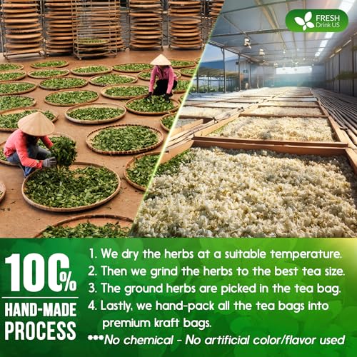 Image of Natural Jasmine Green Tea Bags. Vegan, Gluten-Free, No Sugar. FreshDrinkUS