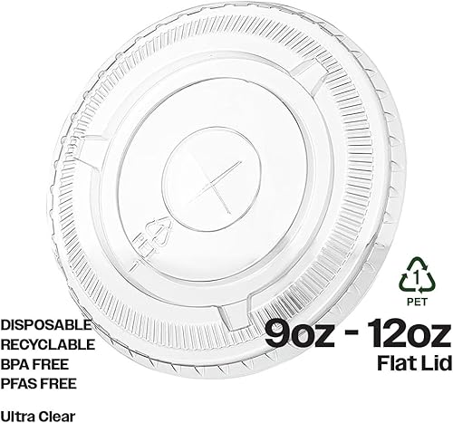 Miniatura 2 de Tapa plana PET con ranura para pajilla, diseñada y apta para vasos de bebidas frías de PET de 9 oz12 onzas, 3.622 in (caja de 1,000)