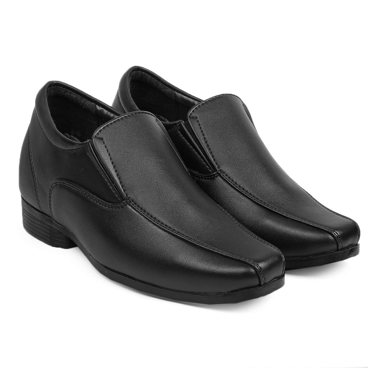Mens Hidden Height Increasing 3 Inches Faux Leather Slip-on Black Moccasin Shoes (B08JYR5159) Amazon Price History, Amazon Price Tracker