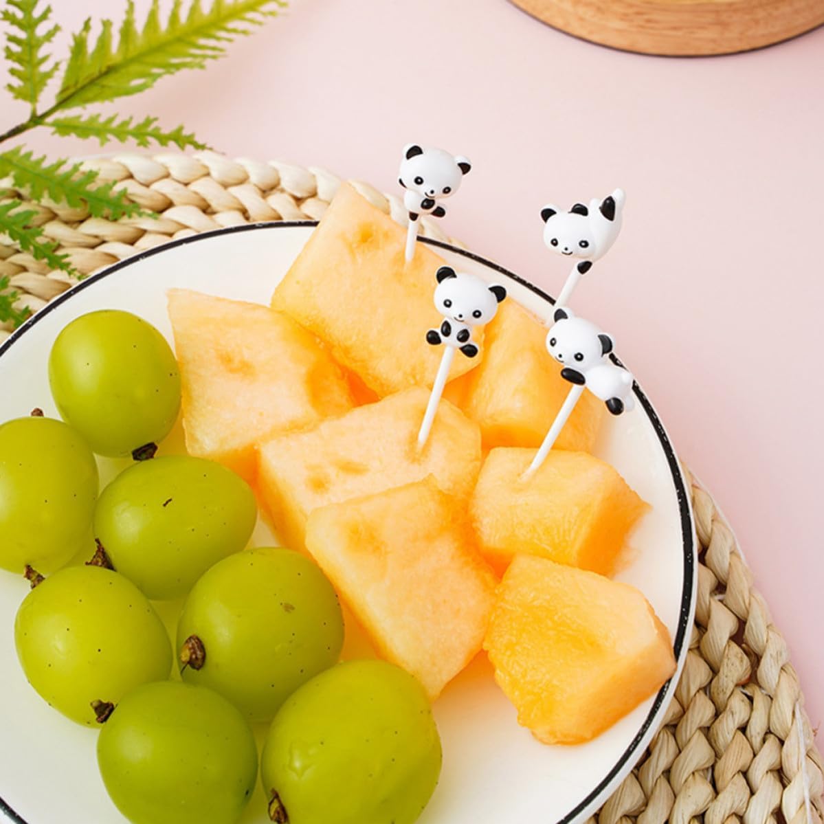 16pcs Adorable Panda Fruit Picks Plastic Dessert Sticks