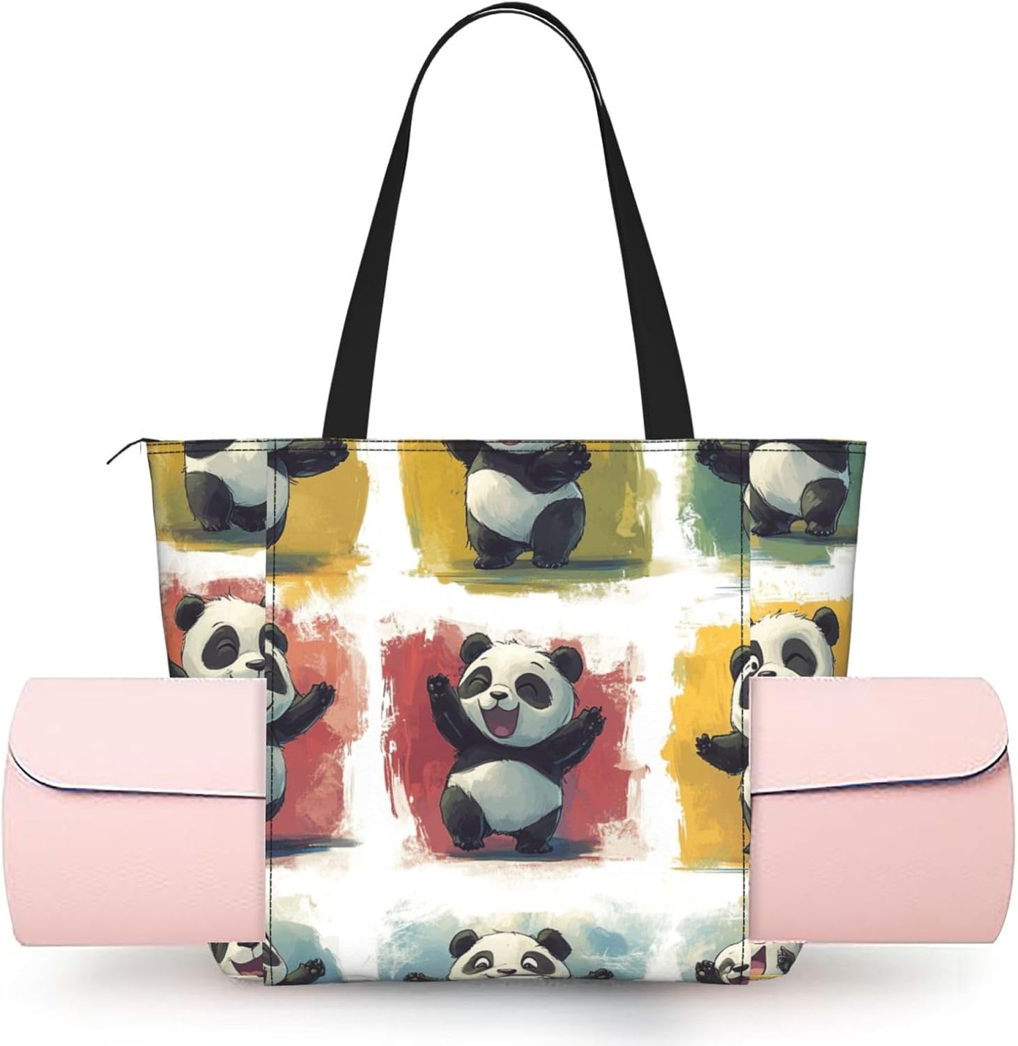 Women Cute-Panda-Dance Yoga Mat Bag Gym Tote