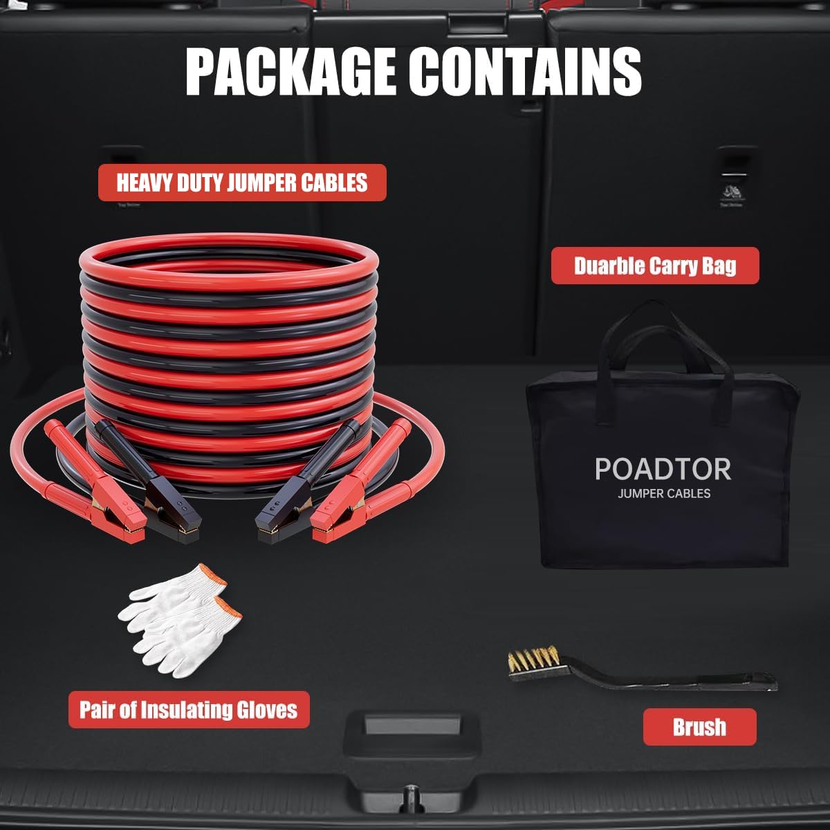 1 Gauge Heavy Duty Jumper Cables 900A, Cavi di avviamento per 12V/24V automobili, SUV e camion batteria con morsetti professionali e borsa