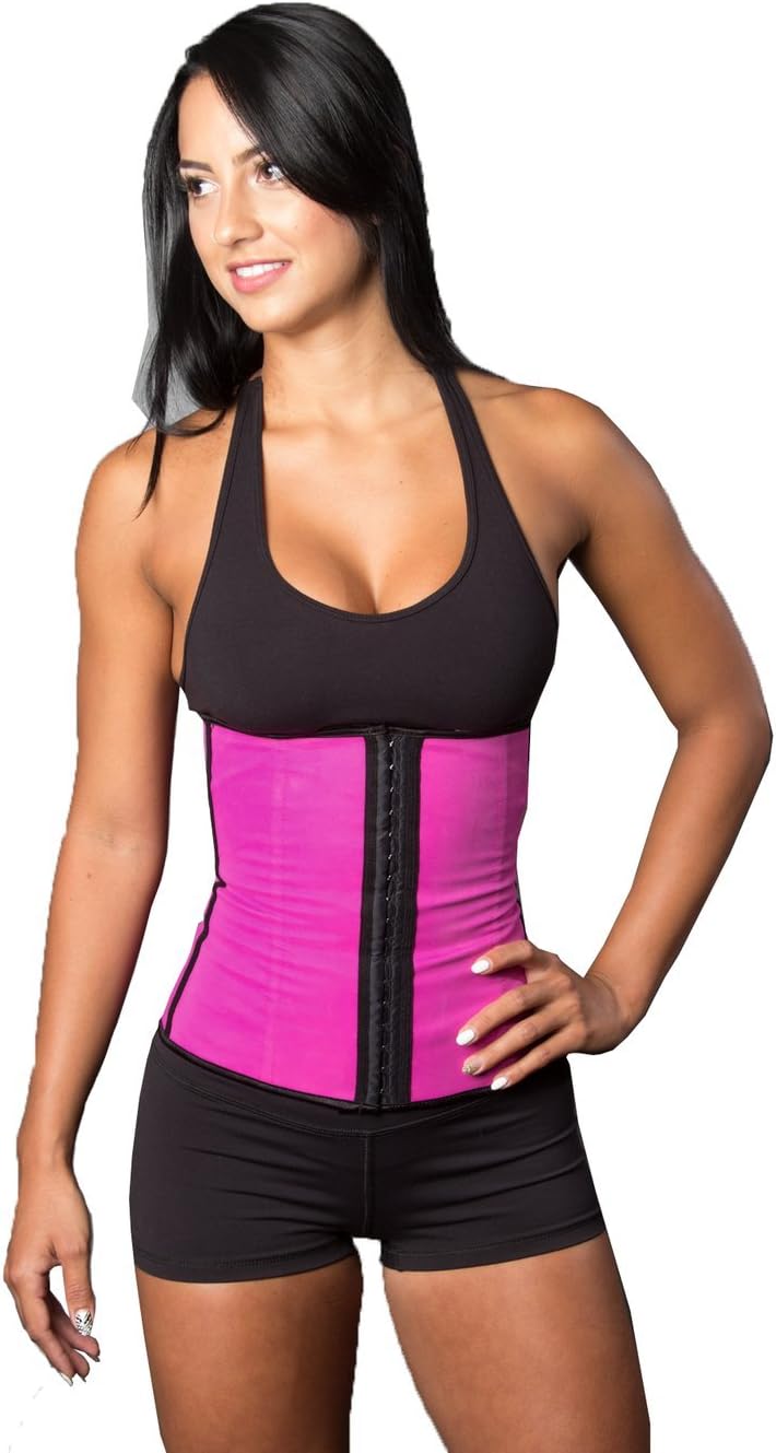 HrGlass Training Waist Trainer Latex Corset Steel Bone Cincher XS Pink