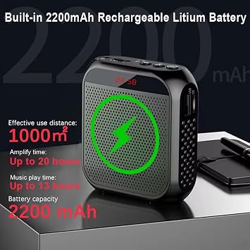 Portable Voice Amplifier for Teachers, 2200mAh Rechargeable Personal Amplifier Mic PA System Headset Microphone with Speaker for Teachers, Training, Meeting, Tour Guide, Yoga, Classroom (Rose)