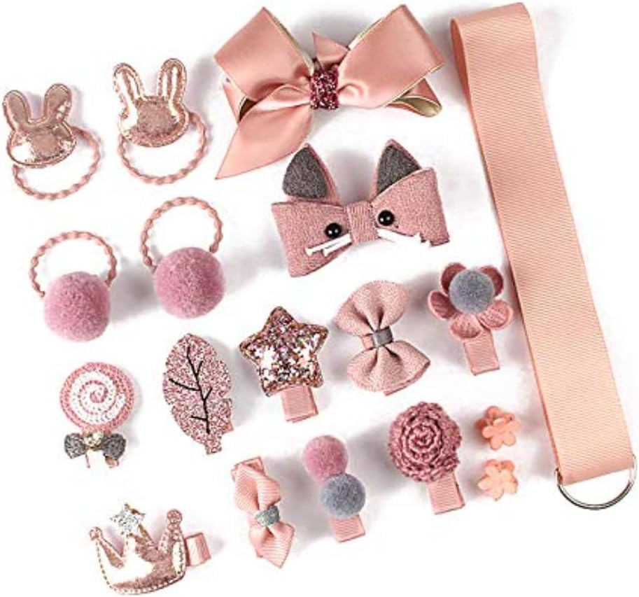 Hair Jewellery Clip Set for Baby Band for Girls (Pack of 18) (Pink)