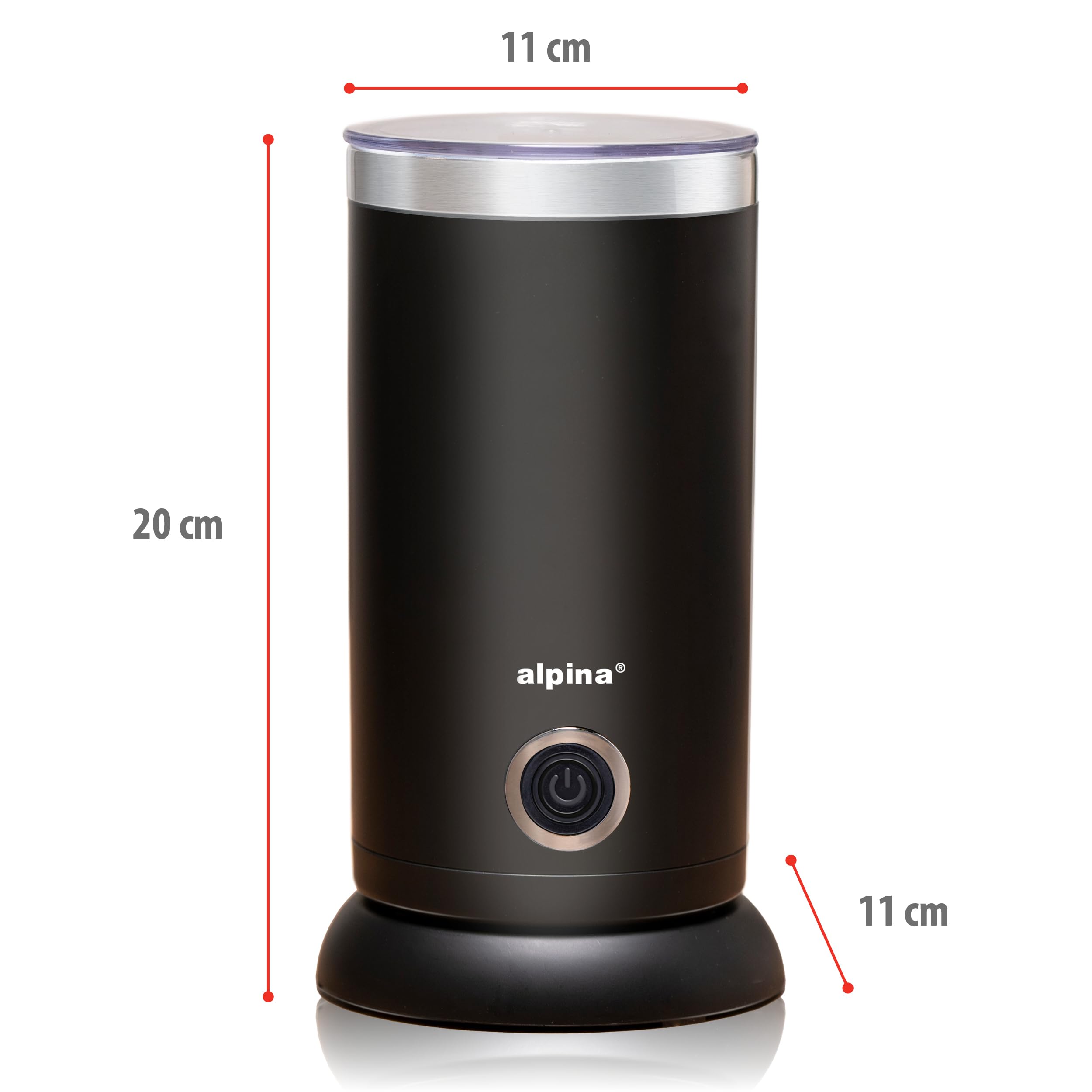alpina Montalatte Elettrico - Cappuccinatore 230V/450W - Scaldalatte Elettrico 3 in 1-300 ML - Schiumalatte Elettrico Montalatte - Scalda Monta Latte a 65°C - Strato Antiagglomerante - Nero