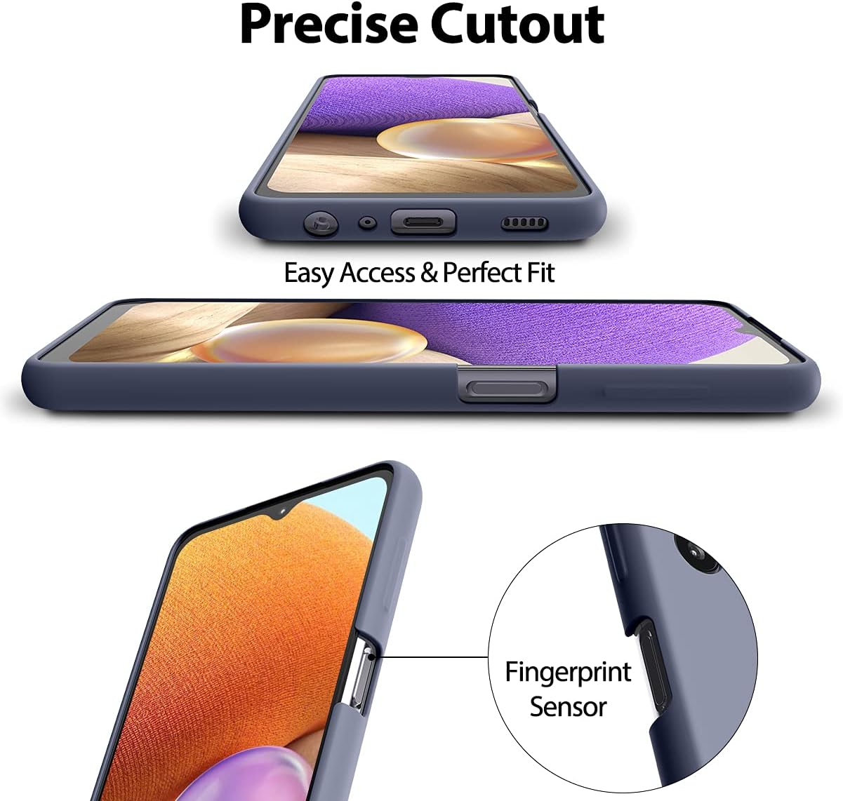 GOOSPERY Liquid Silicone Case for Galaxy A32 5G (Not for A32 4G) Silky-Soft Touch Full Body Protection Shockproof Cover Case with Soft Microfiber Lining - Lavender Grey