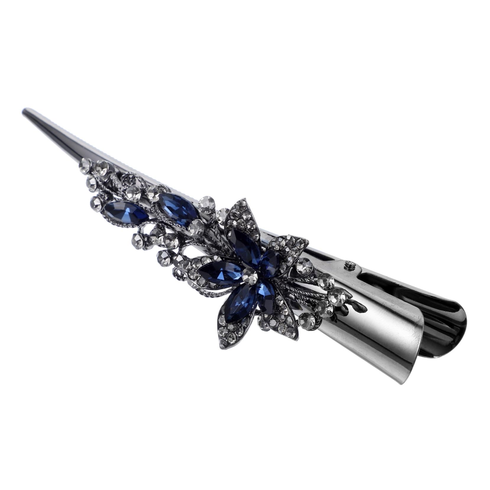 MUCKLILY Sparkling Duckbill Hair Barrette Vintage Rhinestone Metal Clip for Women Alligator Hairpin for Fine Hair Stunning Decorative Accessory