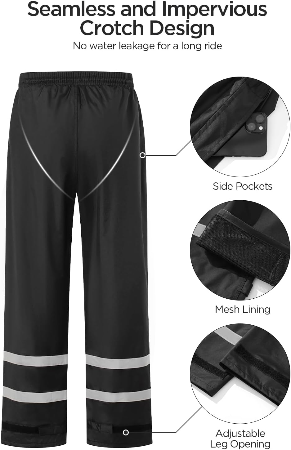 Mens Rain Suits with Air Vents Reflective Waterproof Rain Gear Breathable Jacket Pants for Work Golf Fishing Hiking - Image 6