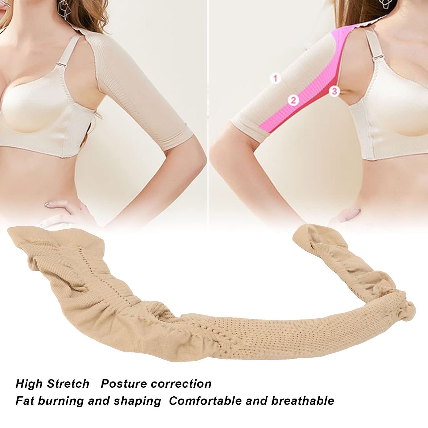 Upper Arm Shaper Skin Color Reduce Prevent Fatigue Stretchy Breathable Arm Compression Shaper