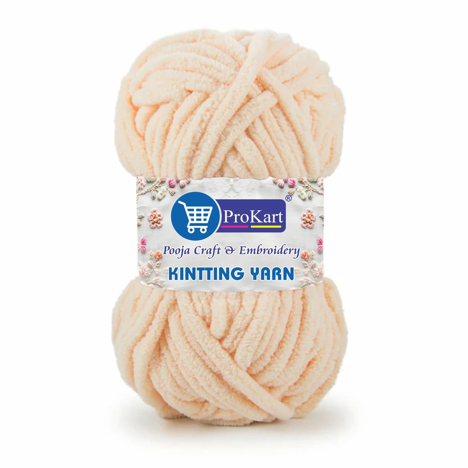 ProKart Premium Blankie Wool, Plush & Cuddly, Chenille Yarn Supersoft Hand Knitting Wool Ball | Blanket Thick/Mottu Yarn Ball Suitable for Hand Knitting and Crocheting for Baby, Adult, Sweaters, caps, Throws, Home Furnishing, Scarves, Blankets (Beige)