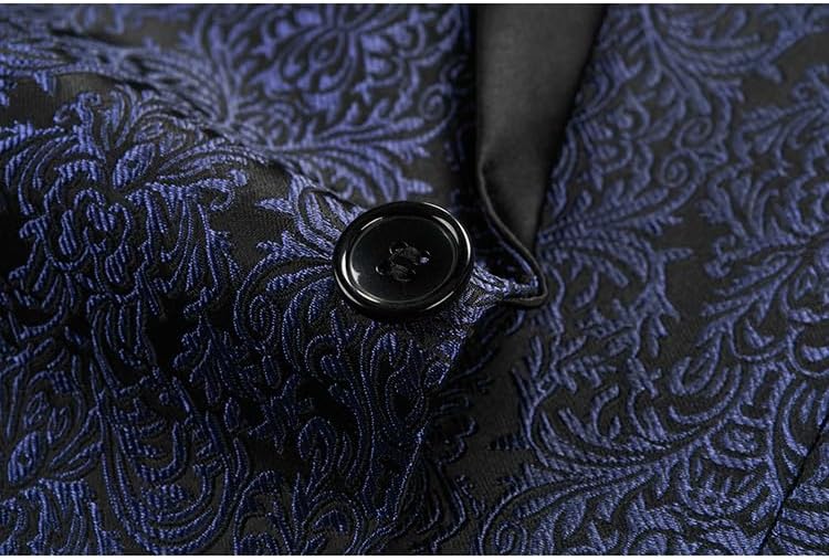 Luxurious Navy Blue Jacquard Wedding Suits for Men Blazer Shawl Lapel One Button Flap Pocket Evening Party Formal