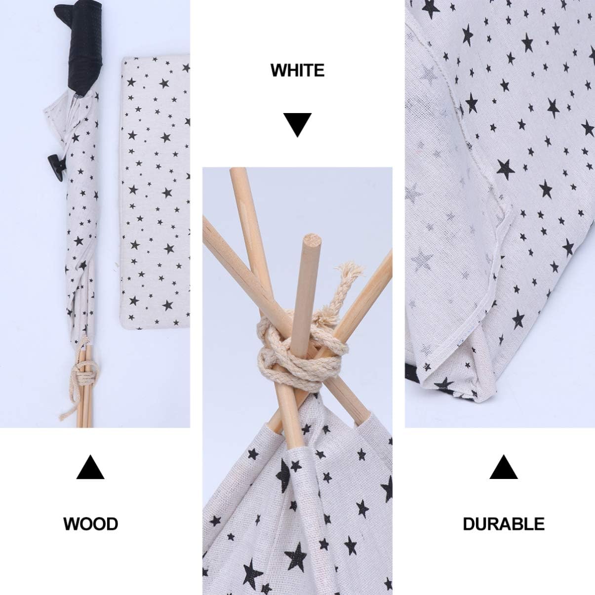 Pet Teepee, Portable Pet Tents for Small Dogs or Cats, Puppy Bed Washable Dog or Cat Houses with Cushion(White,)