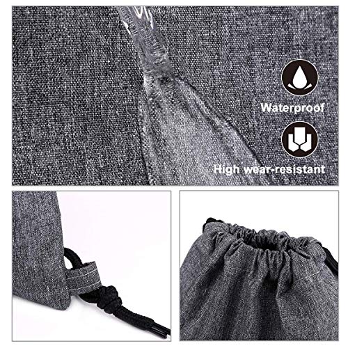 LIVACASA Trekkoord Tas Trekkoordtassen Gymtassen met Trekkoord Zak met Binnenzak met Ritssluiting Sportreistas Waterafstotendheid Lichte Rugzak voor Mannen Dames Lichtgrijs Grijs - Image 5