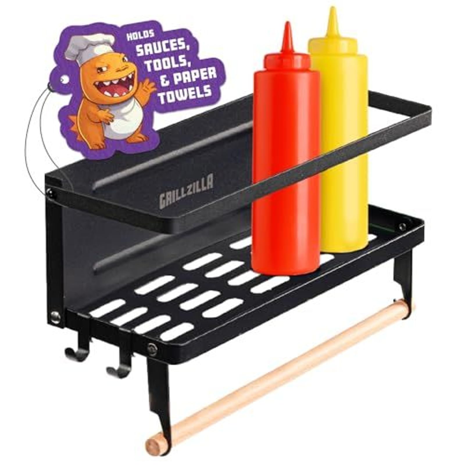 Grillzilla - Grill Armory - magnetyczny pojemnik na grilla - organizer na półki do grilla i uchwyt na narzędzia - mocna półka magnetyczna na grille gazowe, lodówki, piekarniki i wiele innych