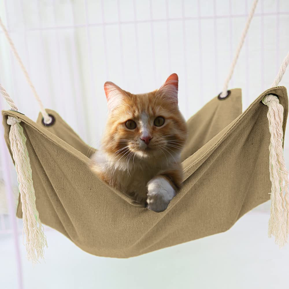 Yitexin Hamaca para Gatos, Hamaca Transpirable para Mascotas, Cama Colgante para Gatos con mosquetones de Metal y borlas, Hamaca Colgante para Gatos