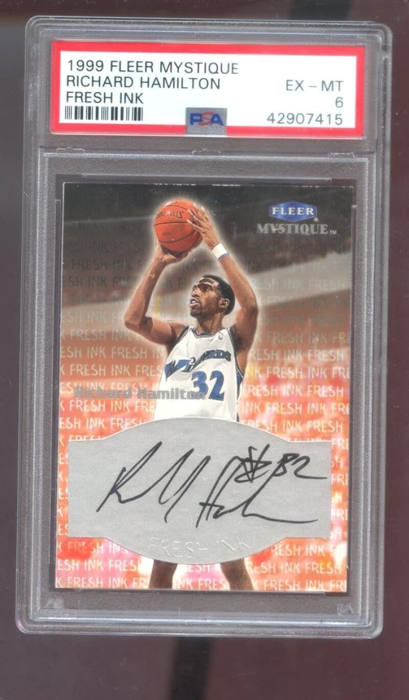 1999-00 Fleer Mystique Fresh Ink Richard Hamilton ROOKIE RC AUTO SIGNED Autograph Autographed Card PSA 6 Graded Basketball NBA COA