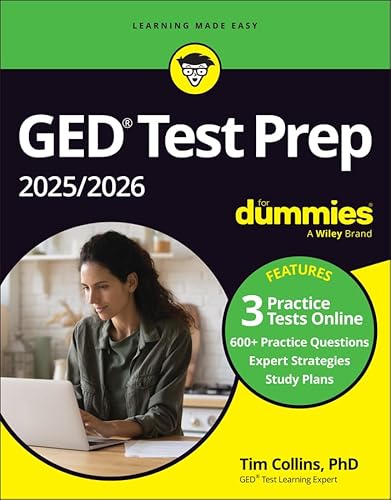 GED Test Prep 2025/2026 For Dummies: Book + 3 Practice Tests Online