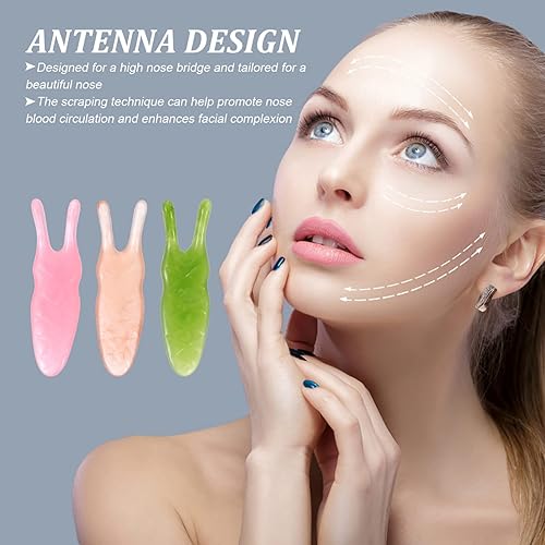 Miniatura 6 de Healifty Masajeador de nariz de resina de dos puntas, herramientas de masaje nasal portátil para puente de nariz, alas y fosa nasal (rosa y verde)