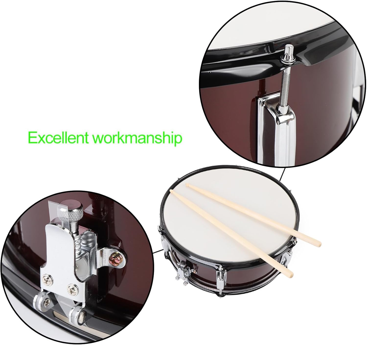 Professional Snare Drum Set Wine Red Finish Blue Transparent Polyester Drumhead Marching Percussion Instrument