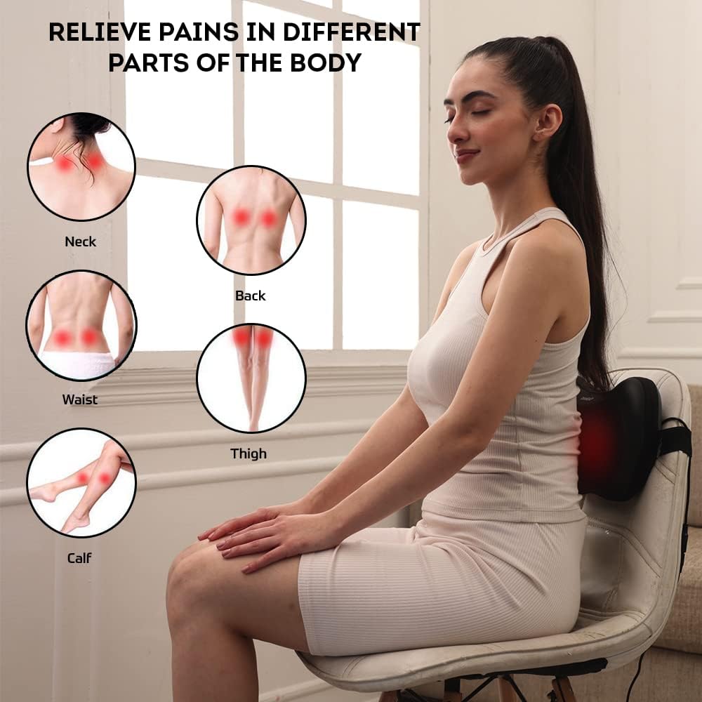 beatXP Deep Heal Pillow Shiatsua Infrared Heat Therapy Massager with 3 Mode Settings, Deep Tissue Massager for Shoulder, Neck and Back Pain Relief with Corded Electric