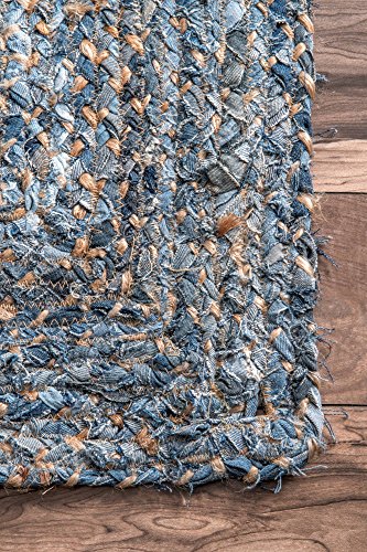 Nuloom Hand Braided Otelia Denim And Jute Runner Rug, 2' 6" X 8', Denim #TOP3