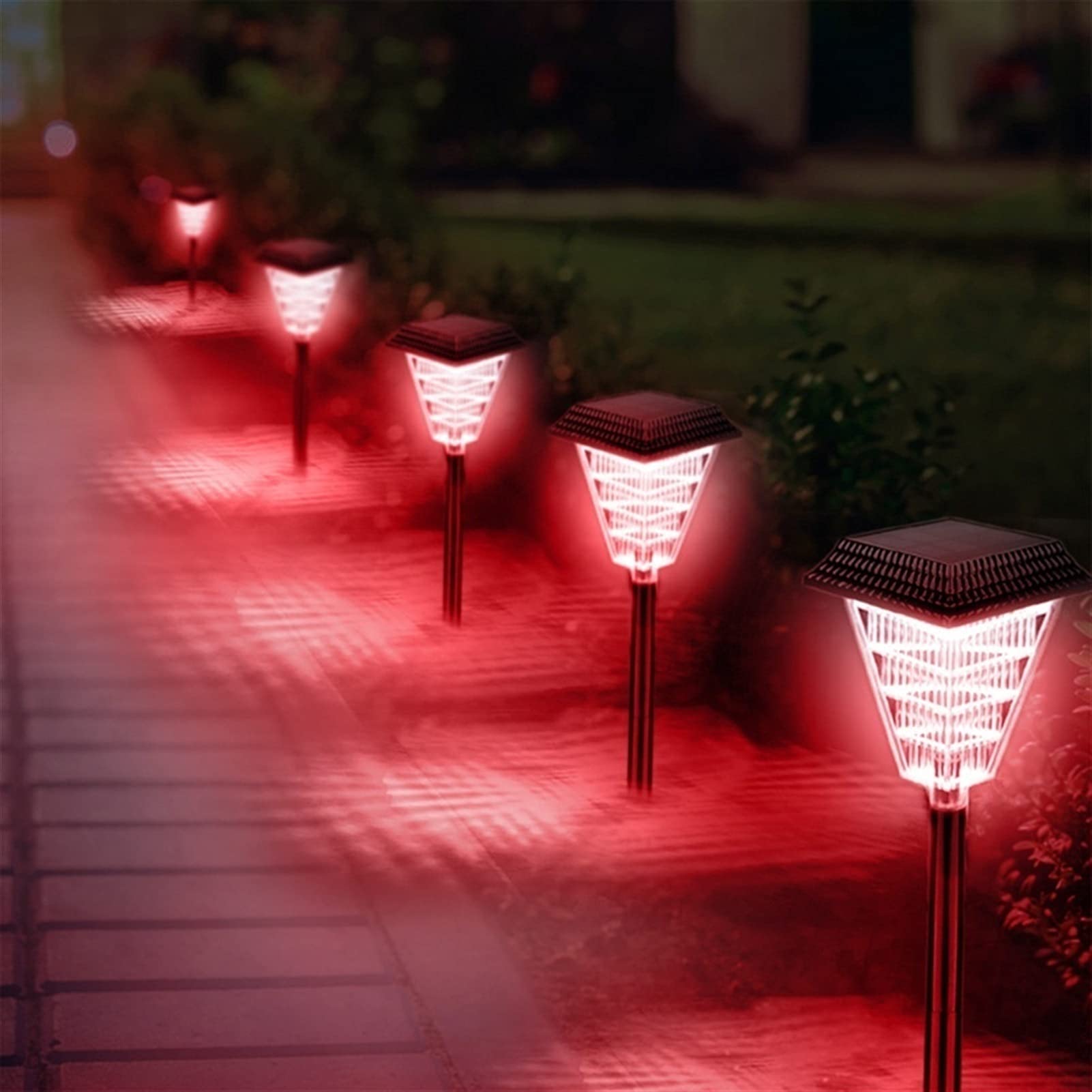 Solar-Flammenlichter, wasserdichte Sicherheitslichter, Landschaftsdekorationslicht, Dämmerung bis Morgendämmerung, Sicherheits-Solarflamme for Gartenwege Lampen (Color : Red)