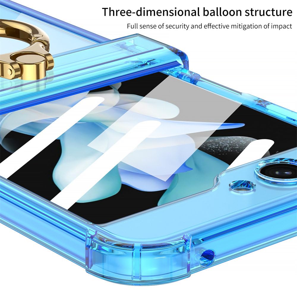 Pierścień Uchwyt Poduszka Powietrzna Wstrząsoodporny Przezroczysty Silikonowy Anty-uderzenia Etui do Samsung Galaxy Z Flip 6 5 4 3 Etui, zielone, do Samsung Z Flip 5
