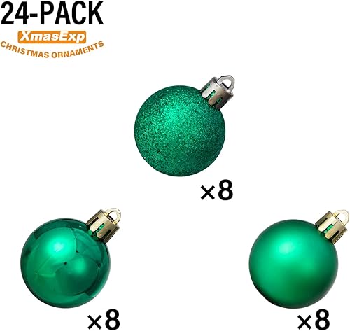 Miniatura 324 de XmasExp Juego de 24 mini esferas de Navidad inastillables para bolas de árbol de Navidad de 1.181 in/1.18 pulgadas (oro rosa)