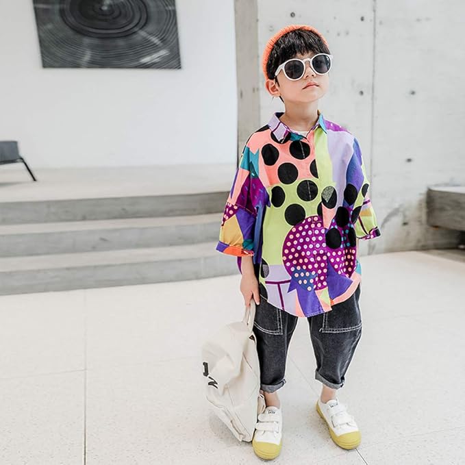 Amazon Co Jp キッズ 子供服 トップス 派手 シャツ 韓国子ども服 ヒップホップ キッズダンス衣装 子供 男の子 かっこいい ゆるシャツ ストリート B系 ゆったり 原宿 Hiphop ファション 演出服 シャツのみ 110 服 ファッション小物