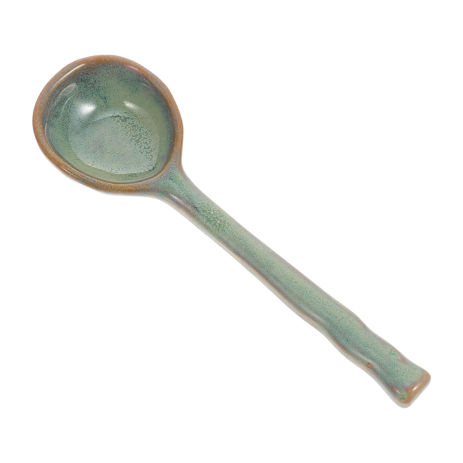 DOITOOL Japanese Style Ceramic Soup Spoon 6.69 Inch Porcelain Spoon with Ergonomic Handle for Household and Restaurant Use Ideal for Ramen Porridge Dessert and Food Serving