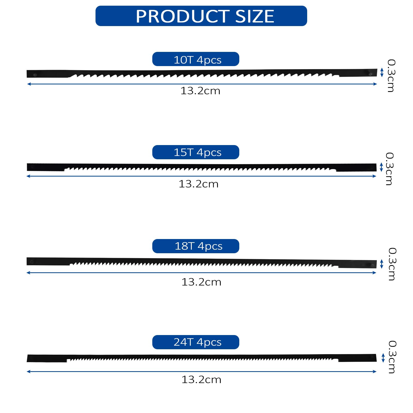 16 Pezzi Lama per Sega da Traforo, Lame Traforo con Perno 10/15/18/24 Denti, Lame Seghetto Alternativo, Schiuma, Plastica, Metalli Teneri