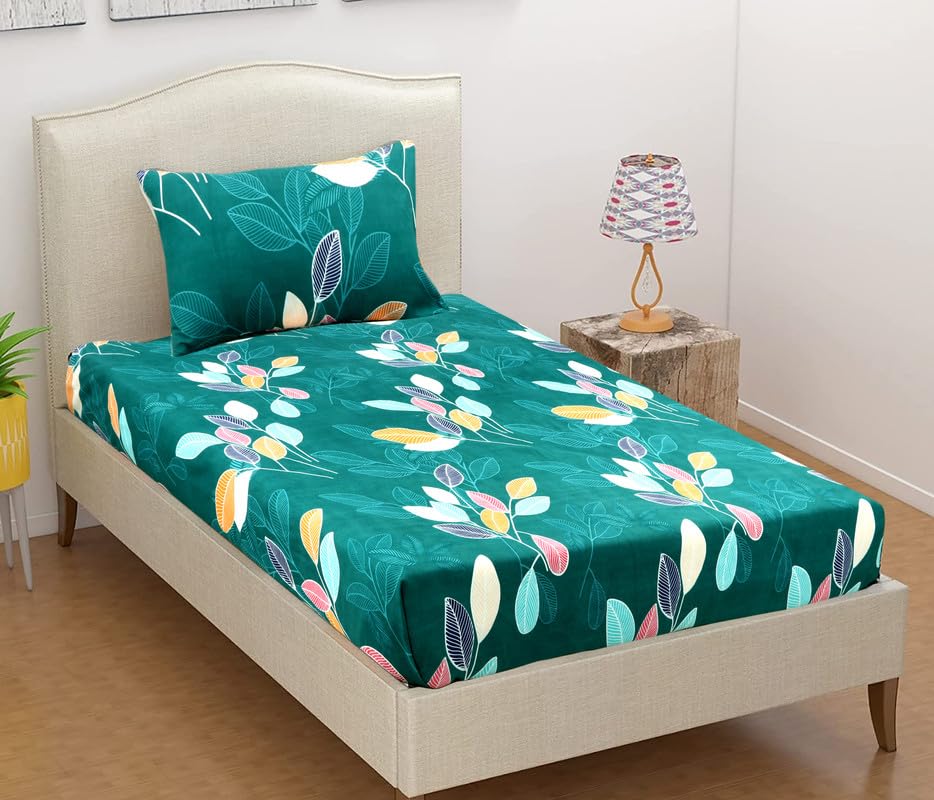 HOMEKART Microfiber 160 TC Flat Single Bedsheets for Summer Breathable | Wrinklefree (Size-60 X 90 Inch) with 1 Pillow Covers (Size-17 X 27 Inches, Dark Green) (B0DFQ532DM) Amazon Price History, Amazon Price Tracker