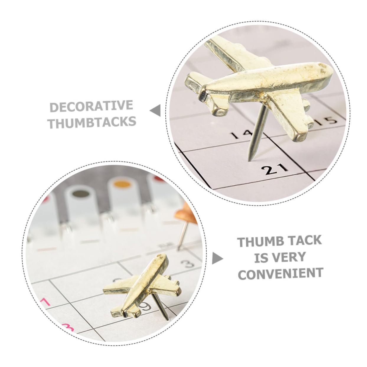 LALAFINA 120stücke Flugzeug Pinnnadeln Kreative Push Für Fotos Karten Und Notizen Zubehör Für Pinnwände Büro Und Schule Dekorative Wandstecker Goldfarbe