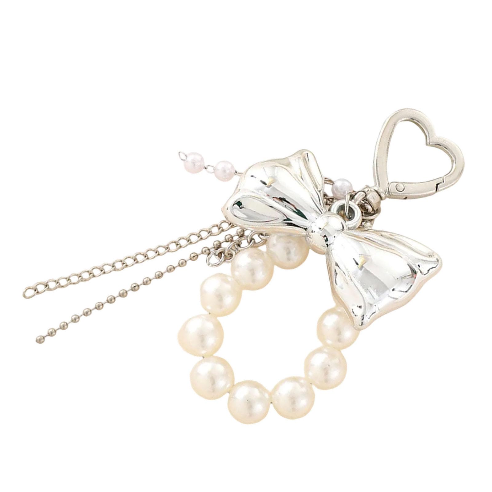 Kalttoy Women's K4537 Aesthetic Keychains Lovely Bag Pendant Charm Pearls Bows Keychains Charm For Bag Purse Backpack Decorations Gifts Pearls Bows Keychain
