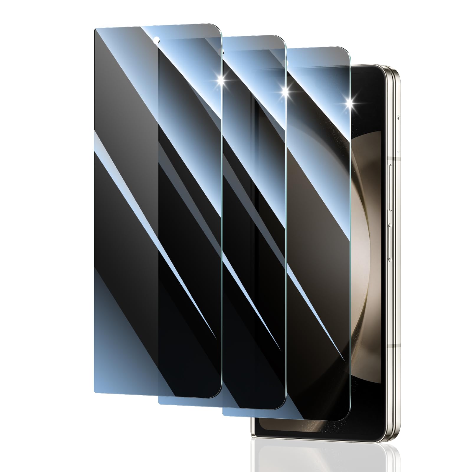 Fynorao Privacy Screen Protector for Samsung Galaxy Fold 4/5, Double Shatterproof Anti-Spy Tempered Glass Film, [Impact- Private Protection][