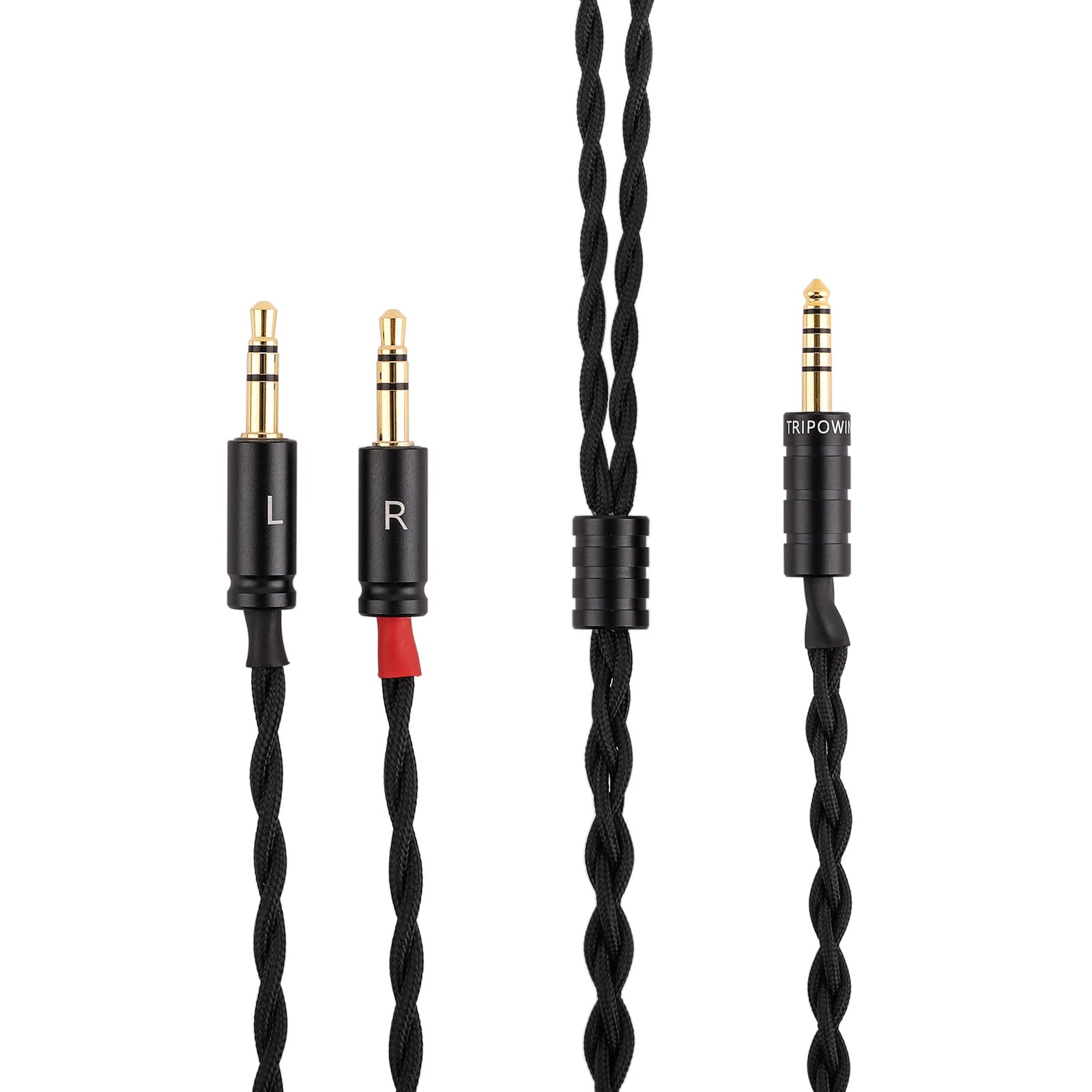 Linsoul Tripowin Nova Fil de casque sur-auriculaire,Câble d'amélioration hybride 4 brins en pellicule argentée/OCC,2m,Double connecteur 3.5mm vers 4.4mm/3.5mm/XLR,Pour audiophiles (4,4 mm, Noir)