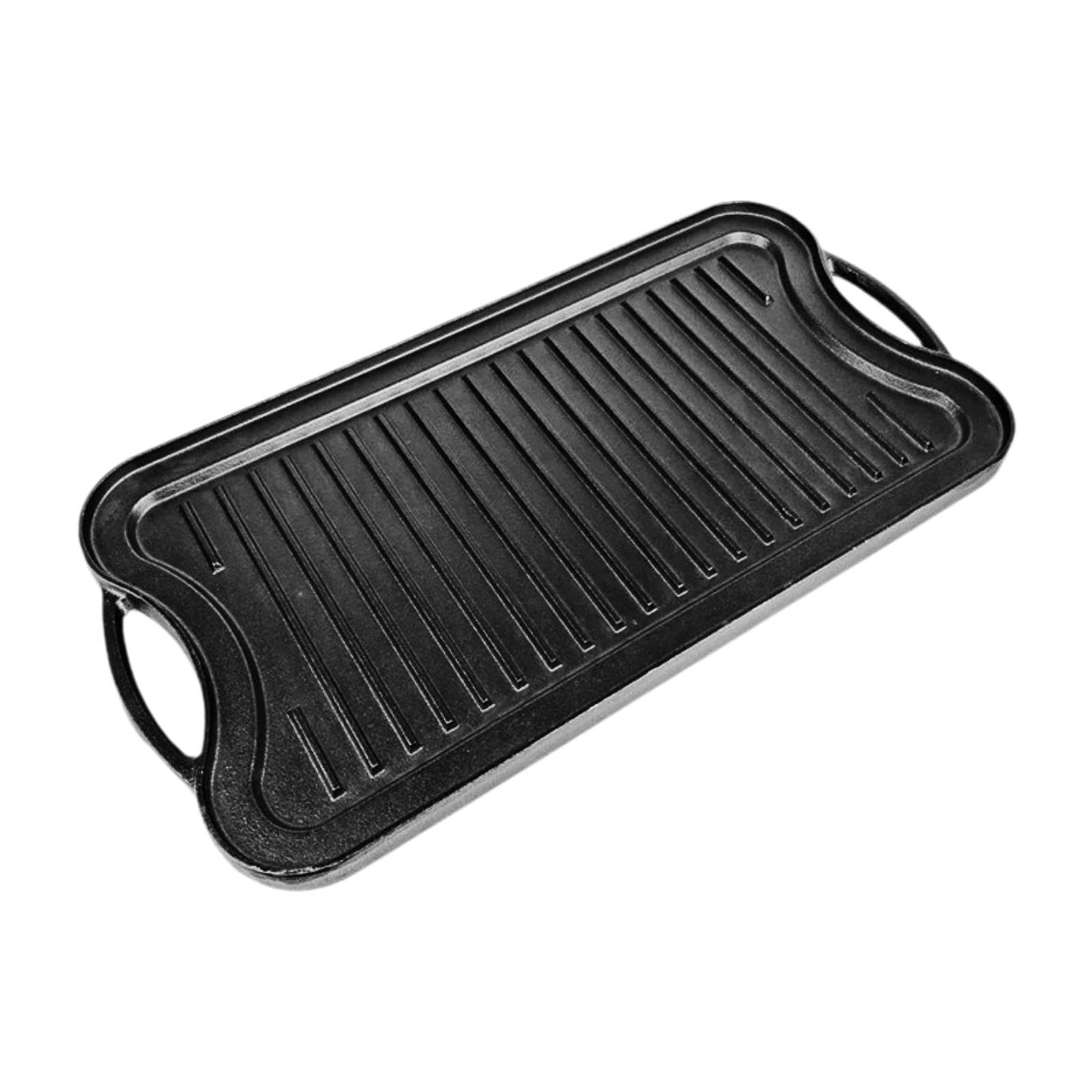 Parrilla Barbacoa Sartén Grill Asar con Asas Revestimiento Antiadherente de Hierro Fundido Diseño Reversible Adecuada para Cocina Camping