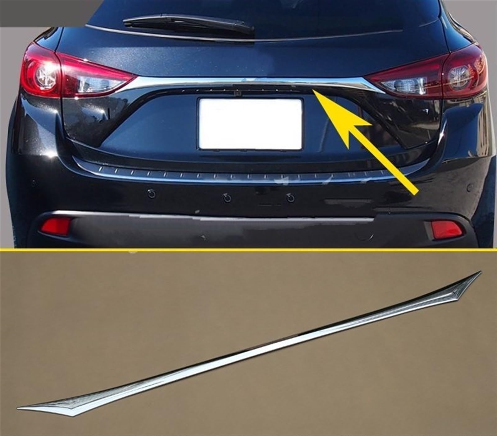 Pegatinas protectoras umbral puerta Brillante para cubierta de maletero trasero cromado Mazda3 para Mazda 3 para Hatchback BM BN 2014~2018 pieza tapa embellecedora puerta trasera