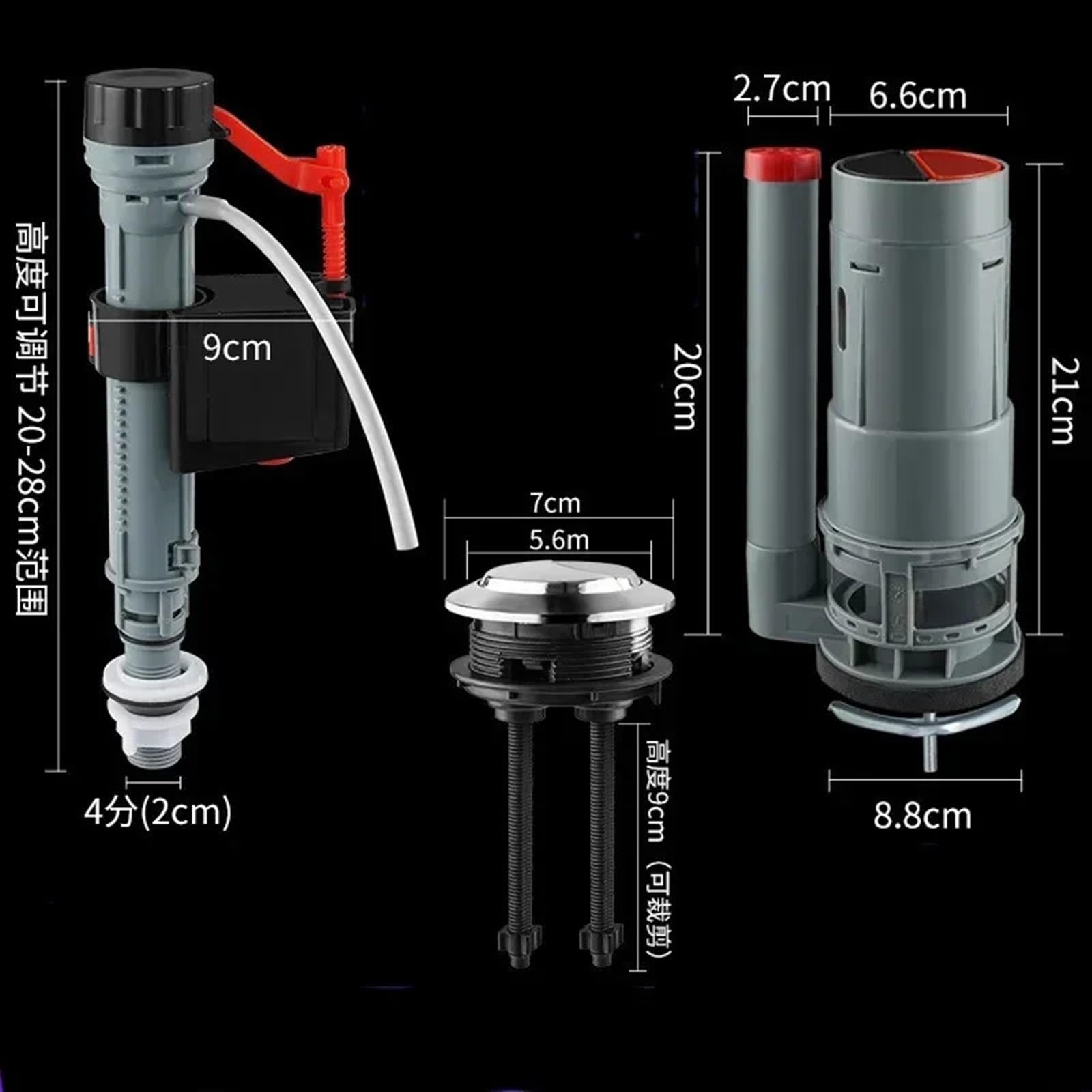 Juego de accesorios de reparación de tanque de agua para inodoros, válvula de descarga doble con botón de presión, válvula de salida para accesorios de baño (color: B)