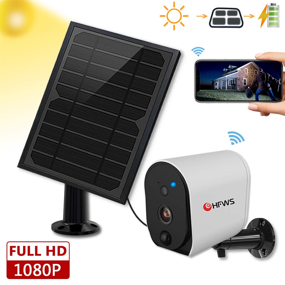HFWS Solar Powered Security Wireless Camera,Support Alexa and Google Voice,2-Way Audio,Night Vision,High 6400mAh Battery,Support SD Card(Not Include),Cloud,HFWS-S3