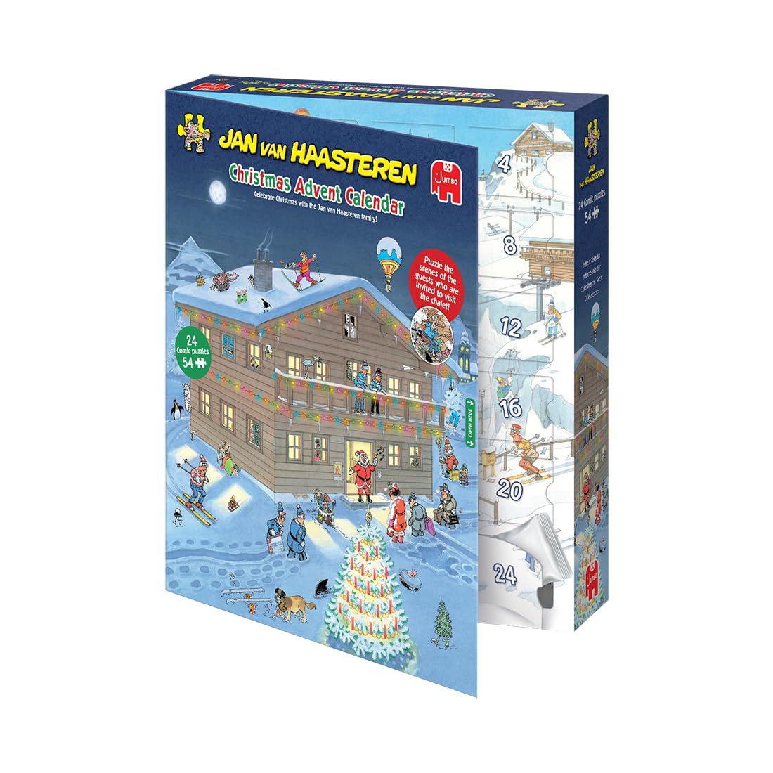 Jan van Haasteren - JVH - Christmas Calendrier de l’Avent - Puzzle Adulte - Humoristique - Cadeau Noël - 24 Puzzles de 54 Pièces - Scènes Comiques Festives - Jumbo