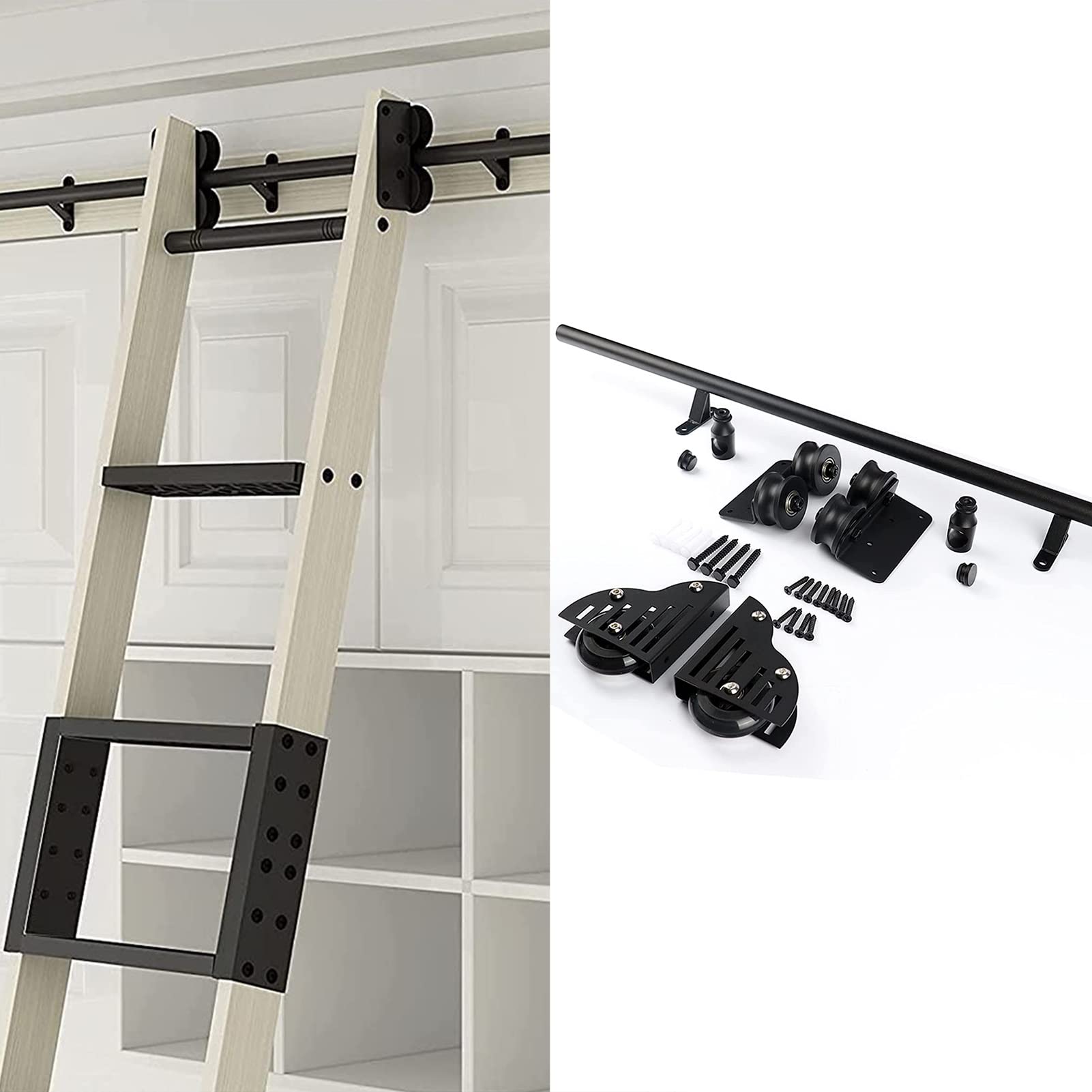 GHFXSCV Rolling Ladder Hardware Kit, Library Sliding Roller Ladder Hardware Kit Track/Rail(No Ladder) 3.3ft-20ft Round Tube Mobile Ladder Track For Home/Indoor/Loft (Size : 10ft/300cm Track kit)