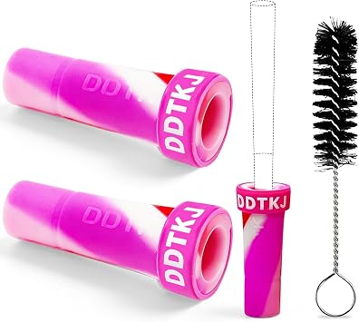 2 PCS Reusable Silicone Rolling Tips,Colorful Silicone Mouthpiece Filter Tips for Pre Rolled Cone,King Size Rolling Cone Filter Tip with Cleaning Brush Pink/White/Red